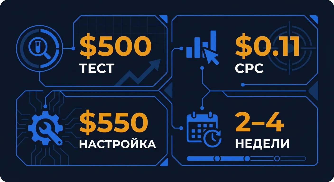 Дашборд тестового запуска Google Ads: ключевые метрики CTR, CPC, CPA и ROAS для международных кампаний