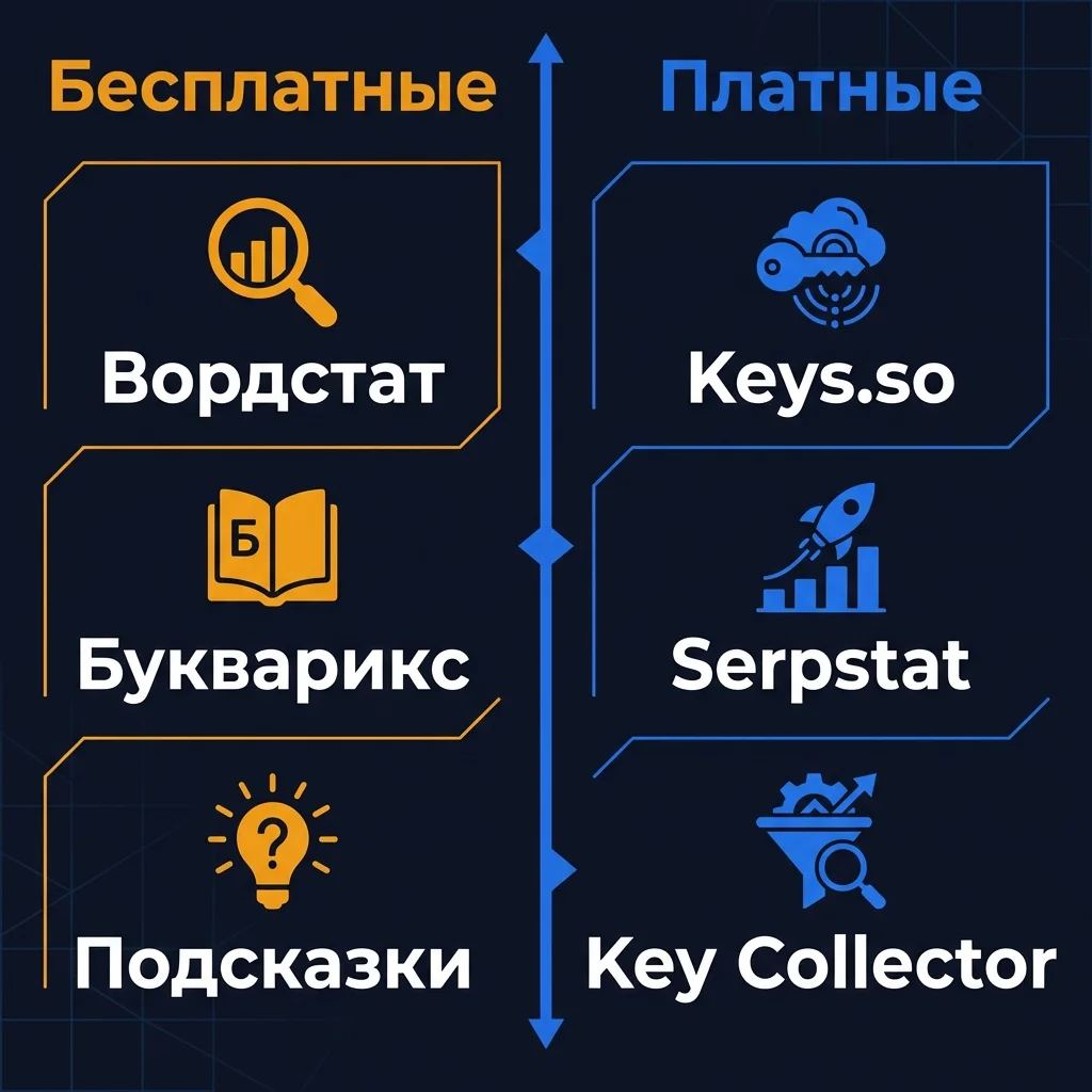 Сравнение бесплатных и платных инструментов сбора семантического ядра - Вордстат, Keys.so, Serpstat