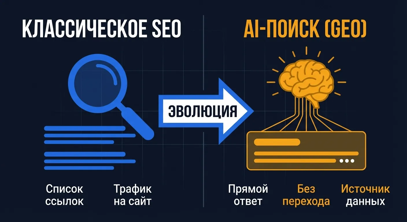 Сравнение: классическое SEO-продвижение и GEO-оптимизация для AI-поисковиков — эволюция подхода к выдаче
