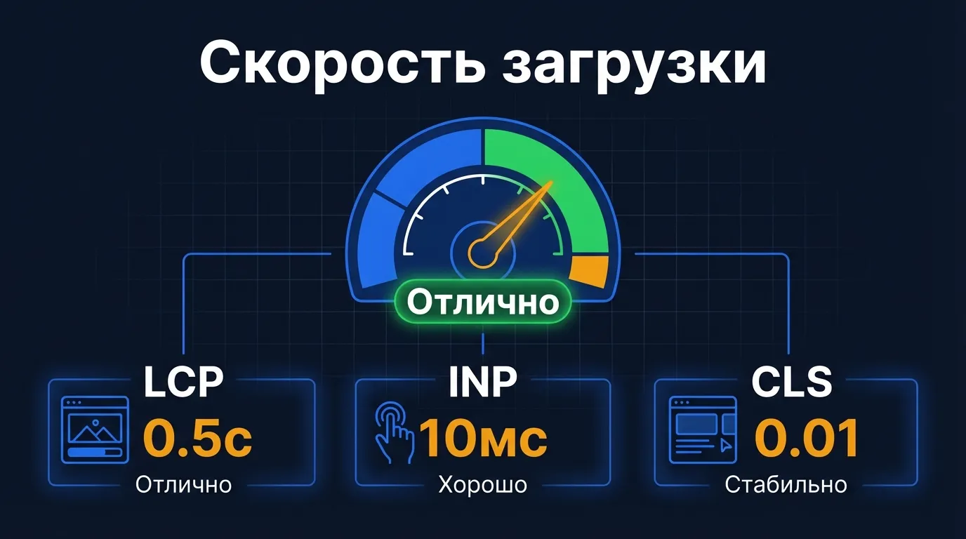 Скорость загрузки сайта - Core Web Vitals LCP, INP, CLS