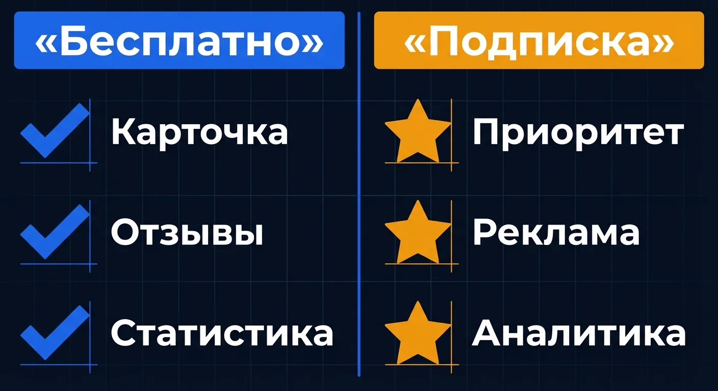 Сравнение бесплатных и платных возможностей Яндекс Бизнес — карточка, приоритет, реклама и аналитика